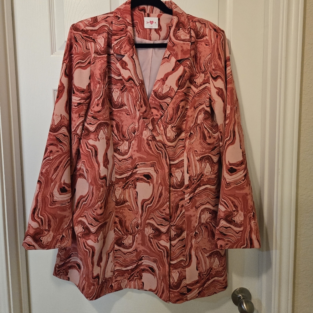 Buddy Love Pink & Coral Marble Print Mini Dress